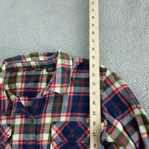 Eddie Bauer Womens Plaid Flannel Shirt PXL Long Sleeve 100% Cotton 5824 - Picture 6 of 8